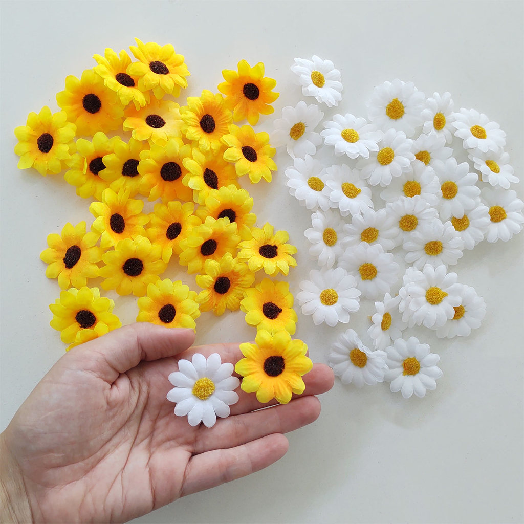 Flor de Girassol Artificial 10 peças Margarida com 4cm decoração