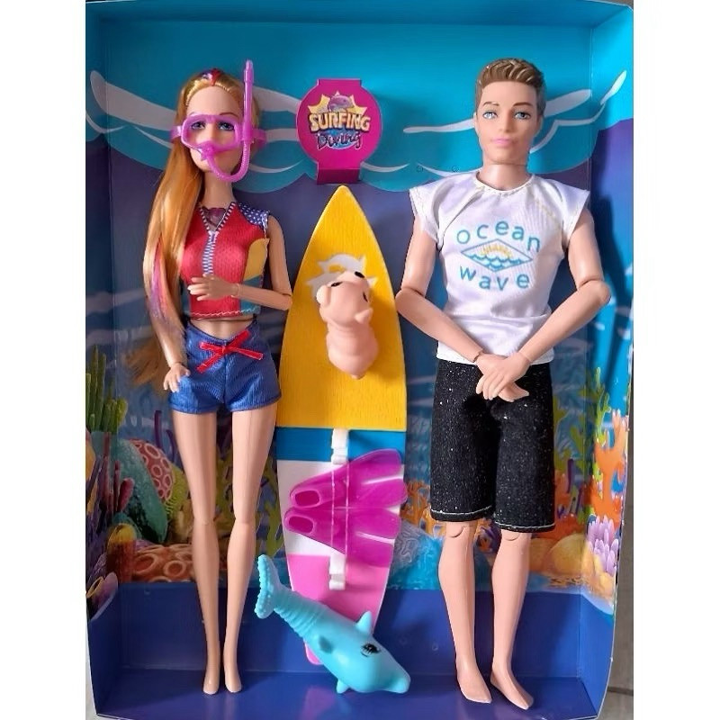Kit Especial Casal na praia Ken E Boneca Bonita Articulados SUPER OFERTA Enviar imediatamente！