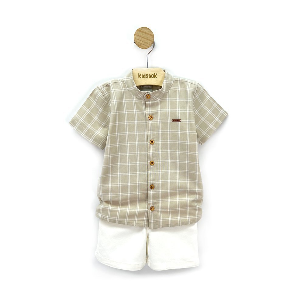 Conjunto Menino Camisa e Bermuda Sarja Xadrez - Colorittá