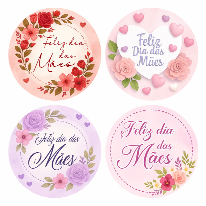 Kit 100 Etiquetas Adesivos Dia das Mães 4x4cm Selos Presentes Lembrancinhas Embalagens Loja em Oferta na Shopee