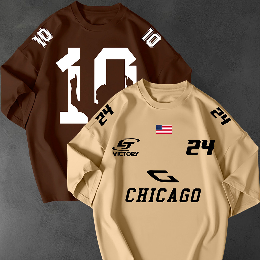 Kit 2 Camisetas Oversized Chicago Número 10 Camiseta Estilo Time Feminina De Academia Treino Fitness