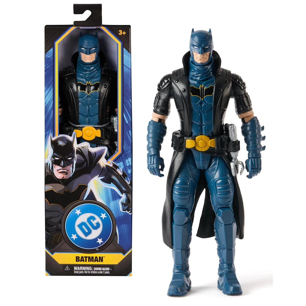 Boneco DC Batman Azul Com Sobretudo Preto Articulado 30cm - Sunny