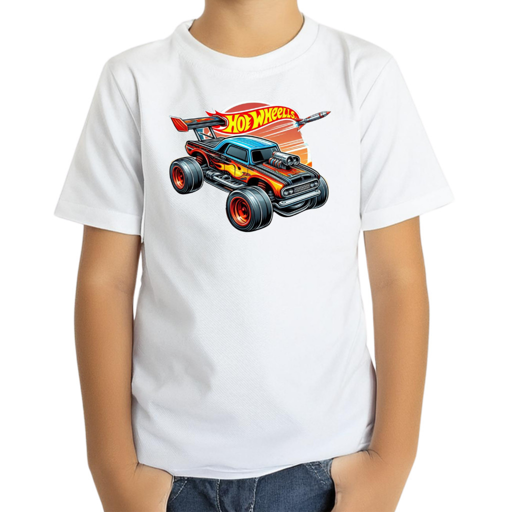 Camiseta Menino Infantil Hot Wheels Estampa Carros Divertida Verão Volta as Aulas Criança