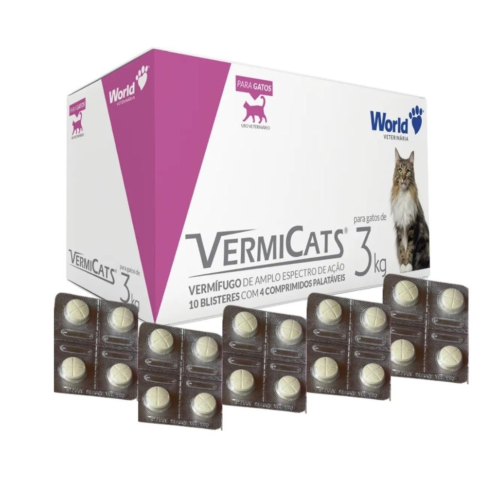 Kit 05 Vermicats 600MG 4 Comprimidos Vermífugo Para Gatos em Oferta na Shopee