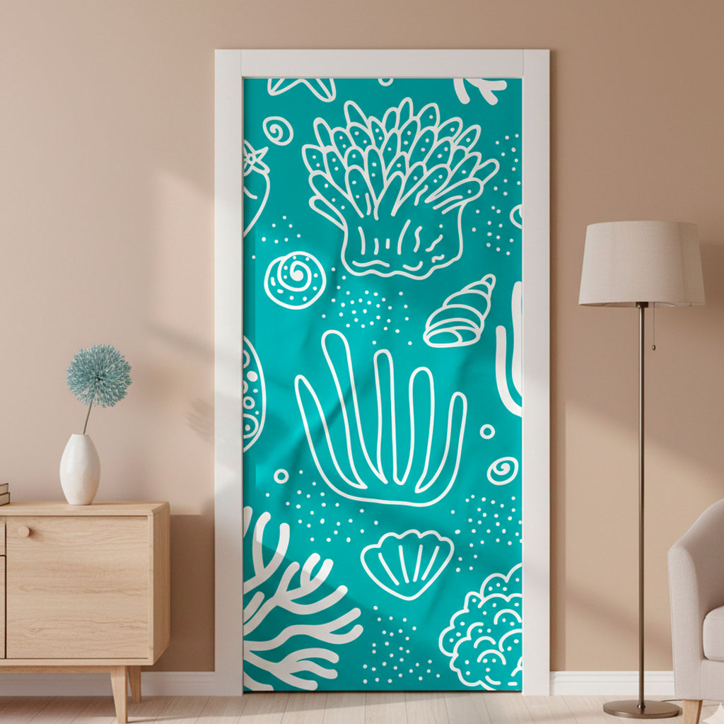 Capa Decorativa para Porta Fundo do Mar 1,78x0,78 metros - Fera Print