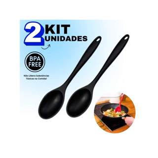 Jogo 2 Colheres Redonda De Silicone Grande Utensílio De Cozinha 26.8 Cm em Oferta na Shopee