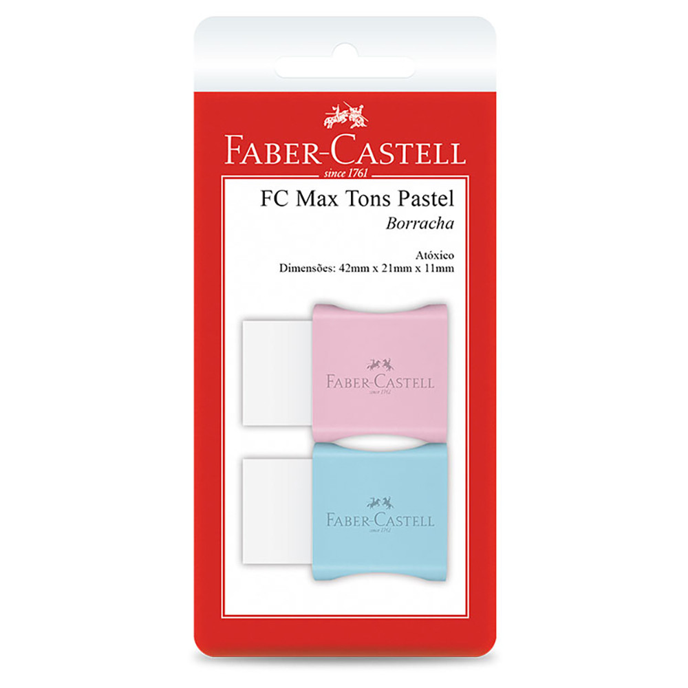 Borracha TK-Plast FC Max Tom Pastel SM/7024MAR com 2 unidades Faber-Castell em Oferta na Shopee