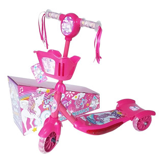 Patinete de Menina Unicórnio com Cestinha Frontal e 3 Rodas - Pronta Entrega