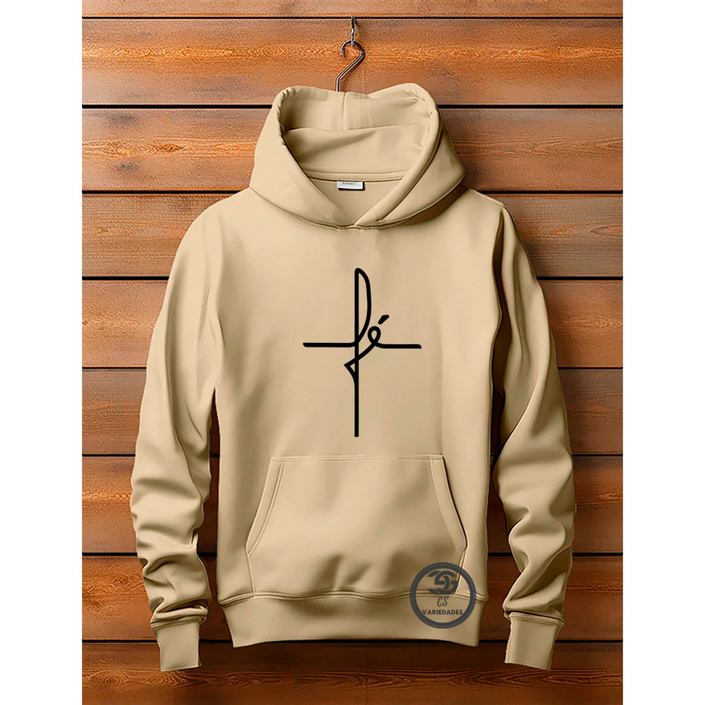 Moletom Estampado Fé Moda cristã evangelica canguru  Premium Masculino Feminino Blusa de Frio Lançamento Ref 103