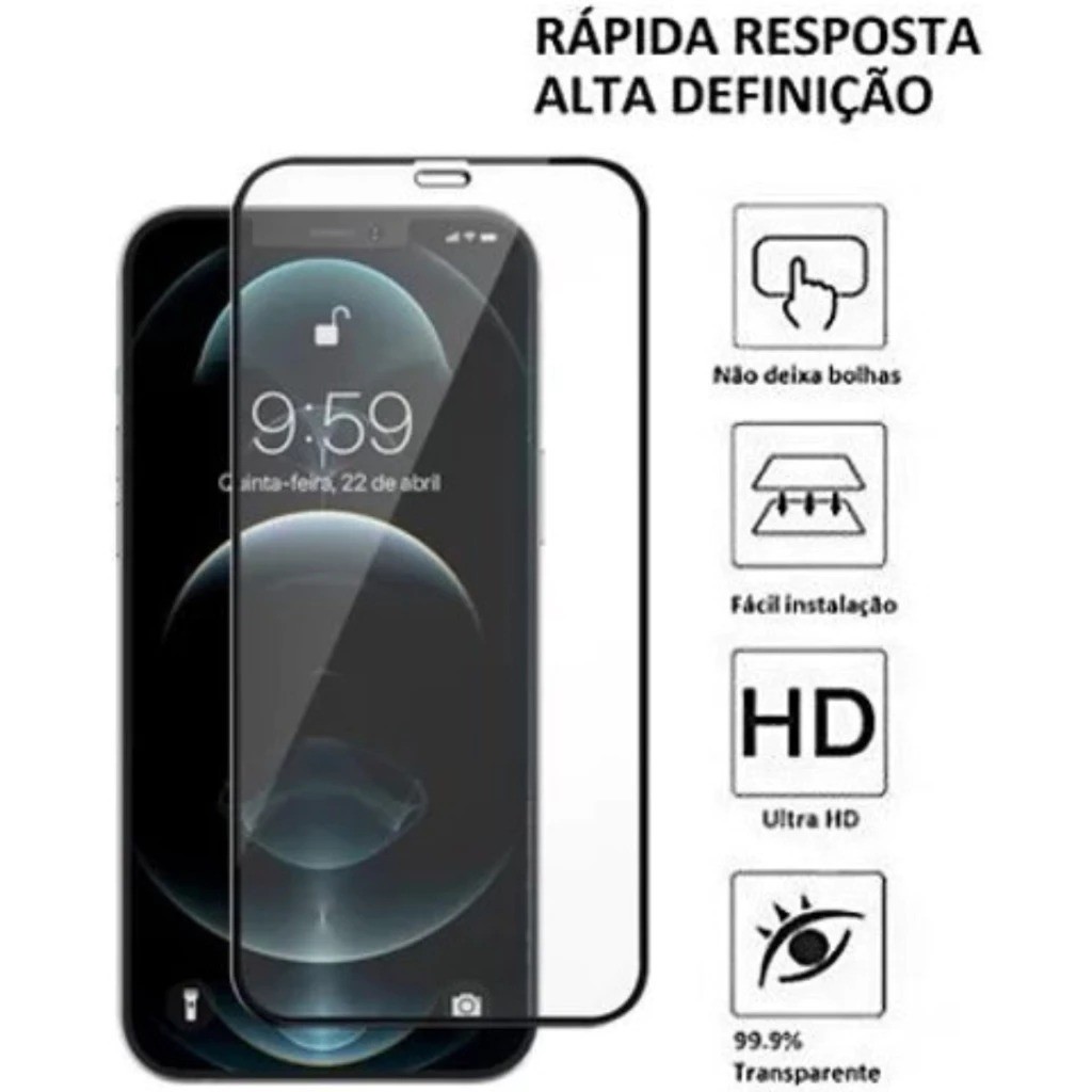 Kit 3em1 Película Traseira + Lente Transparente + Vidro Temperado 3D Compatível iPhone 11 12 13 14 15 click — imagem 2 de 2