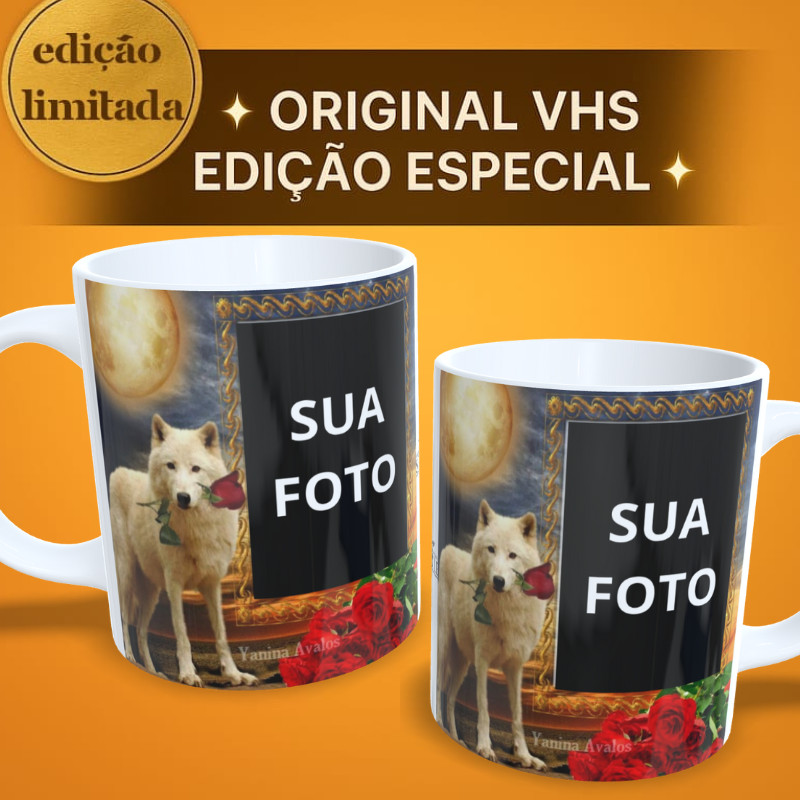 Caneca Lobo Romântico Personalizada com Foto | Presente Casal Viral TikTok