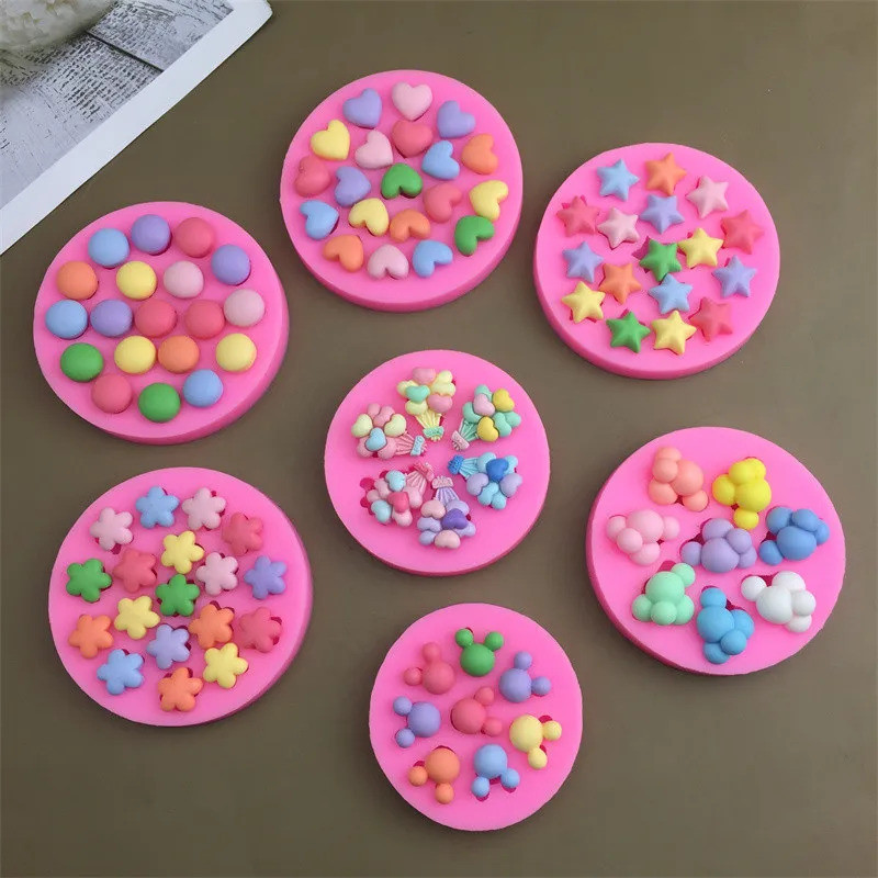 Mini Molde De Silicone Redondo/Coração/Flor/Estrela , Faça Você Mesmo , Ferramenta De Decoração De Borda De Bolo Fondant