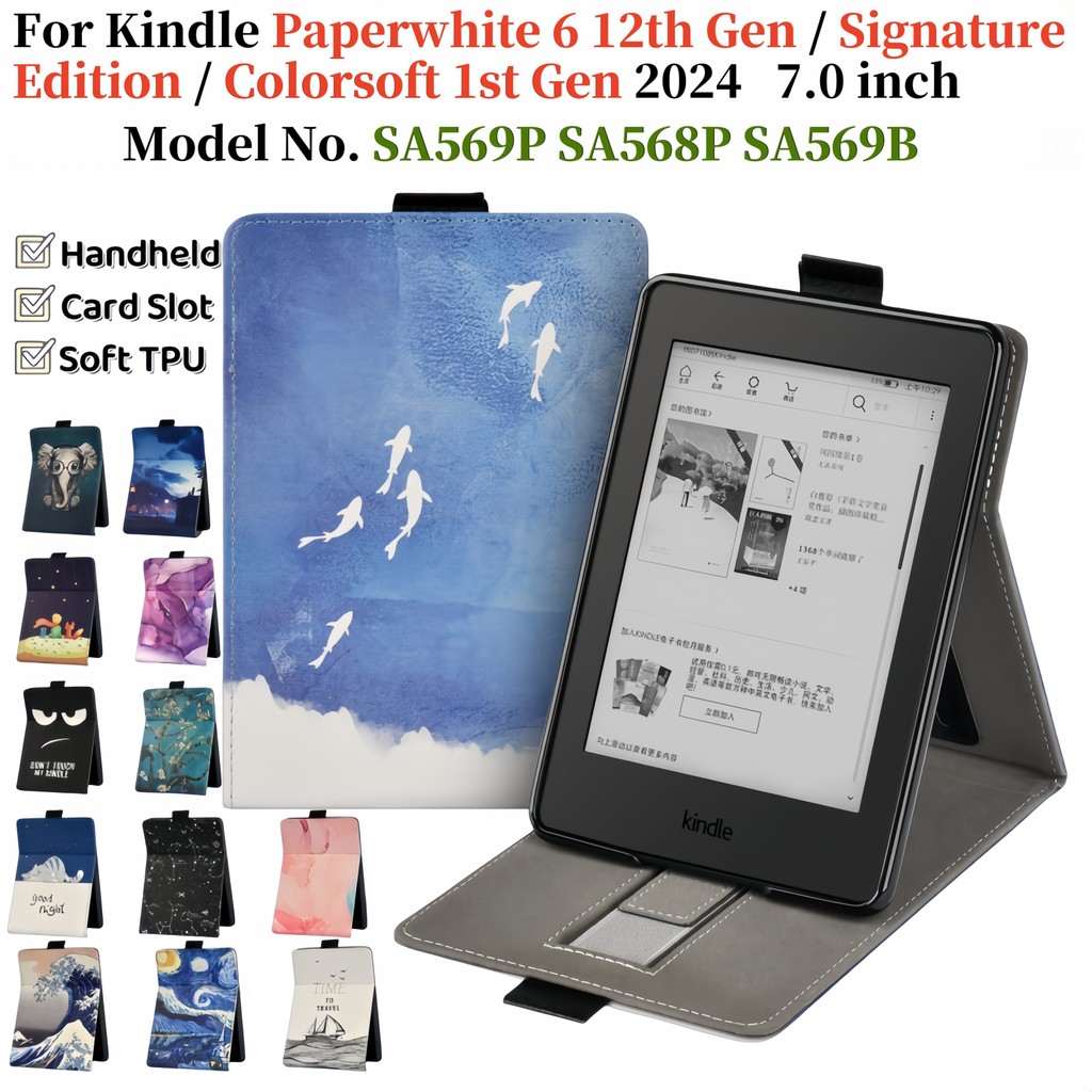 Para Kindle Paperwhite 6 12a Geração 2024 7.0'Signature Edition 2024 SA569P SA568P SA569B Colorsoft 1a Segurar Mão Flip
