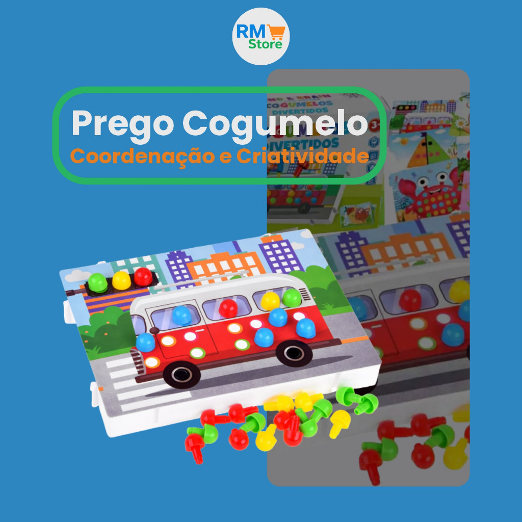 Brinquedo Educativo Prego Cogumelo de Encaixe - Coordenação e Criatividade em Oferta na Shopee