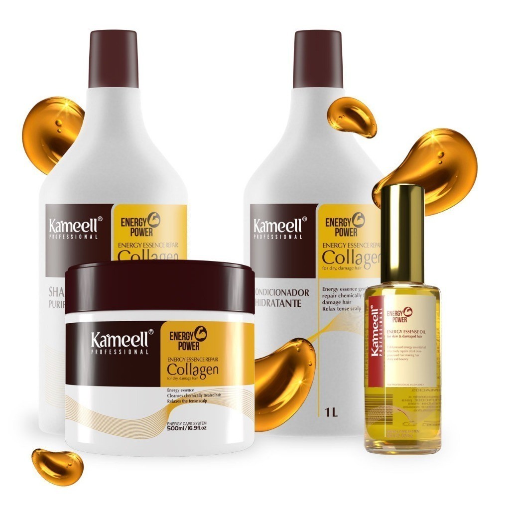 Kit Kameell Colágeno Completo – Shampoo 1L + Condicionador 1L + Máscara 500ml + Óleo 50m 1 em Oferta na Shopee