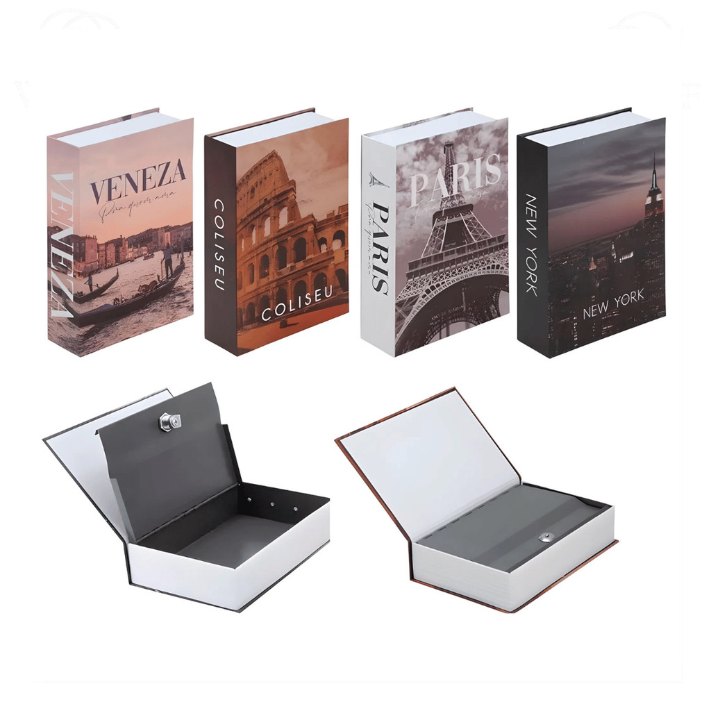 Cofre Camuflado em Formato de Livro 18cm - UnyHome / Cofrinho Segurança Discreto Decoração