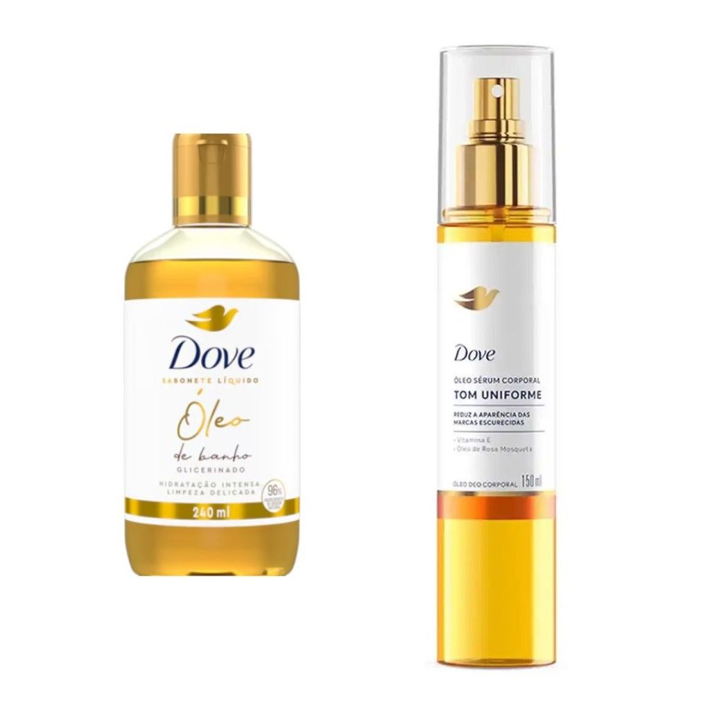Kit Sérum Tom Uniforme 150ml + Óleo de Banho Sab 240ml -Dove em Oferta na Shopee