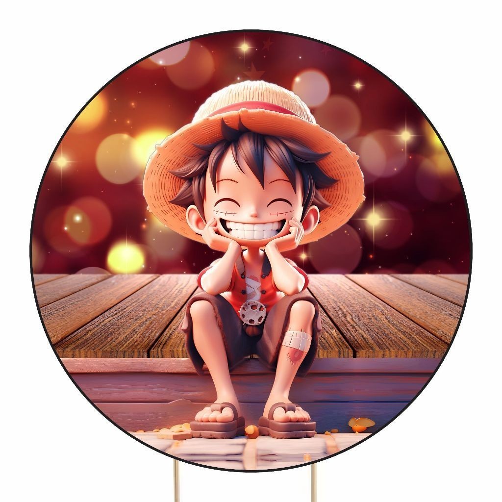 Capa Painel Festa 1,50x1,50 Redondo Sublimado Tema One Pice Anime