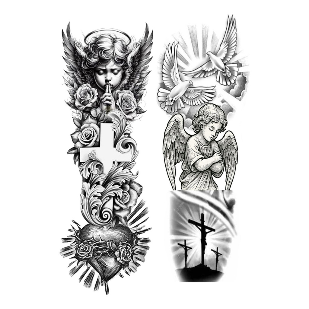  2 Tatuagem Temporária Falsa Anjos Grande 10x27
