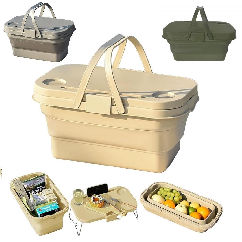 CESTO DOBRAVEL VIRA MESA CAIXA ORGANIZADORA MULTIUSO MESINHA CAFE DA MANHA PARQUE COOLER CAMPING PICNIC PORTATIL PRAIA M
