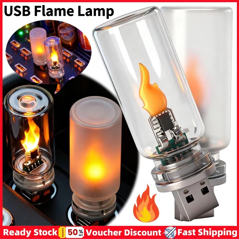 2 Pçs Mini USB Simulado Chama Lâmpada DC 5V 1W Vela Luz Noturna Proteção Para Os Olhos Carro Ambiente Casa De Férias Dec em Oferta na Shopee
