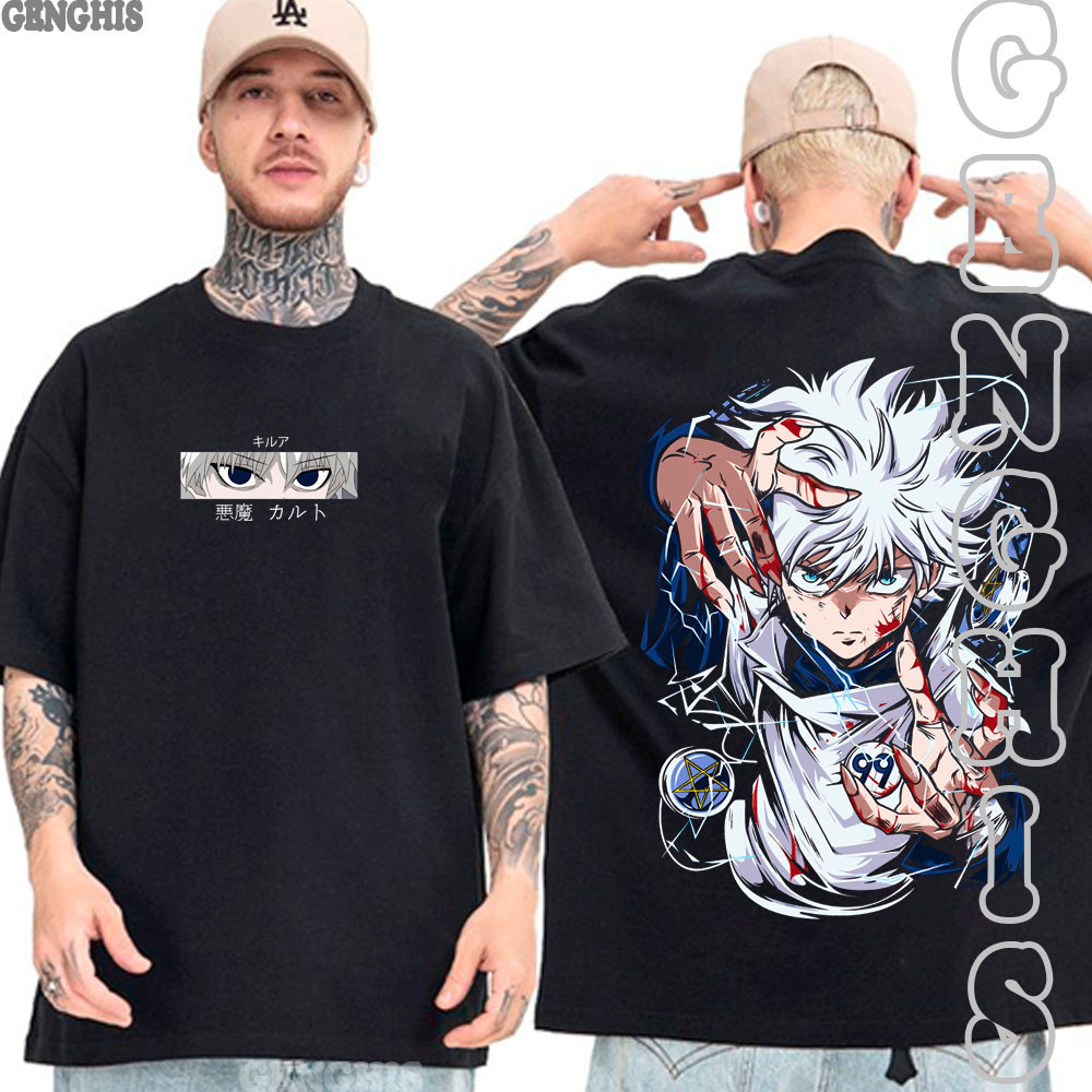 Camiseta Killua Nen Thunder Palm Anime Hunter Vs Hunter Camisa Basica e Oversized Plus Size Unissex Algodão
