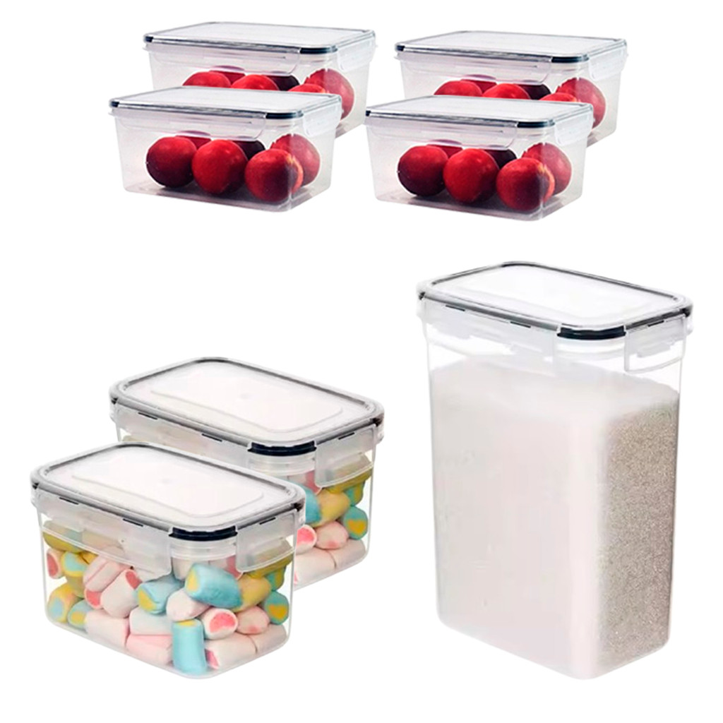 Potes Mantimentos Café 7 Un Hermetico Com Travas Transparente Organizador Geladeira Empilhavel Armazenar Biscoitos Grãos