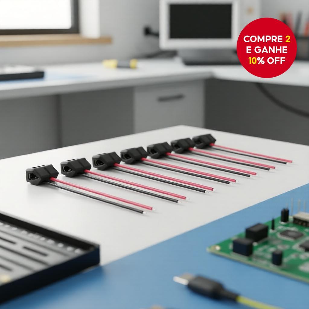  10PCS Conector USB Tipo-C Preto Fêmea 2 Pinos para Fio de Chassi, Terminal Não Incluso