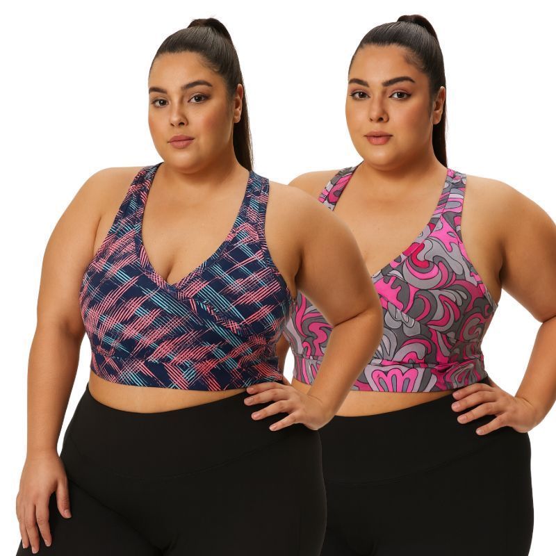 Kit 2 Top Fitness Feminino Moda Plus Size Roupas Femininas Estampado Alça Nadador |1378| Lançamento em Oferta na Shopee