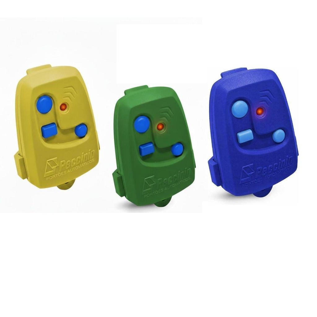 Kit 3 Controles para Portão Peccinin Brasil  Copa do Mundo Futebol Amarelo Verde Azul
