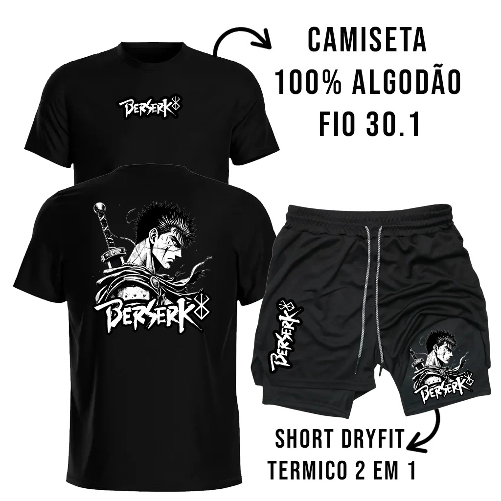 Kit Masculino Esportivo para Treino com Camiseta Algodão e Bermuda Dry Fit em Oferta na Shopee