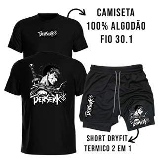 Kit Masculino Esportivo para Treino com Camiseta Algodão e Bermuda Dry Fit em Oferta na Shopee