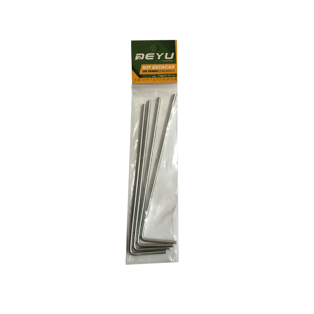 Kit Conjunto de Estacas para Barraca Gazebo Toldo Rede Lona 12cm Kit 4 Unidades Ferro Fixador Chão