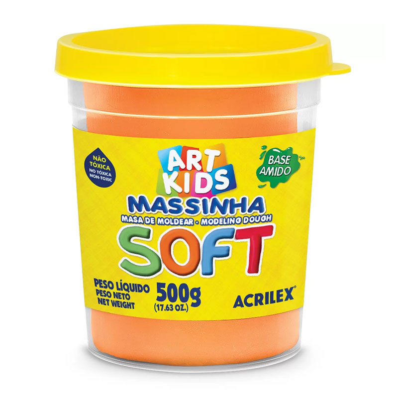 Massa de modelar Soft 500g Laranja 105 Acrilex em Oferta na Shopee