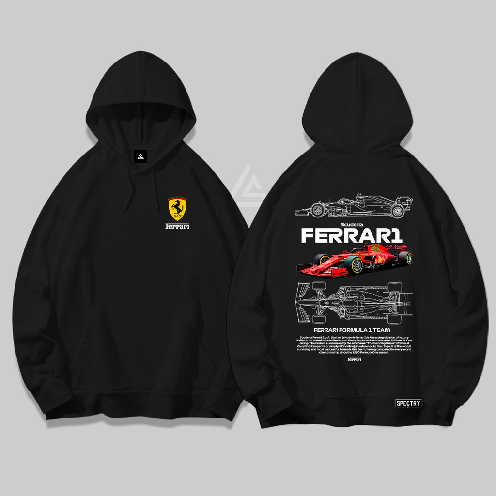Moletom C/Capuz F1 Ferrari Unissex com Estampa e Bolso Canguru Estilo Automotivo