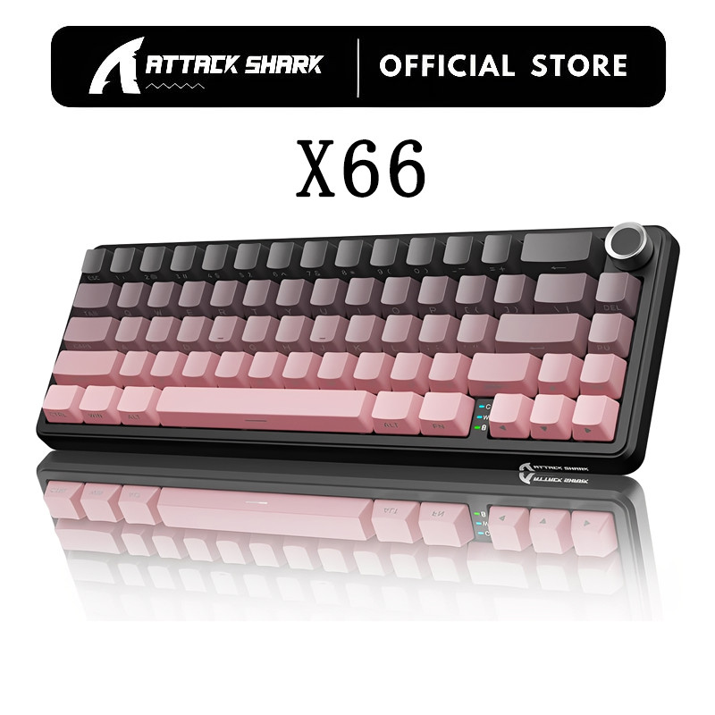 Teclado Mecânico Sem Fio Para Jogos ATTACK SHARK X66 Com Botão De Volume 60 % Bluetooth/2.4 Ghz/RGB Retroiluminado Later em Oferta na Shopee