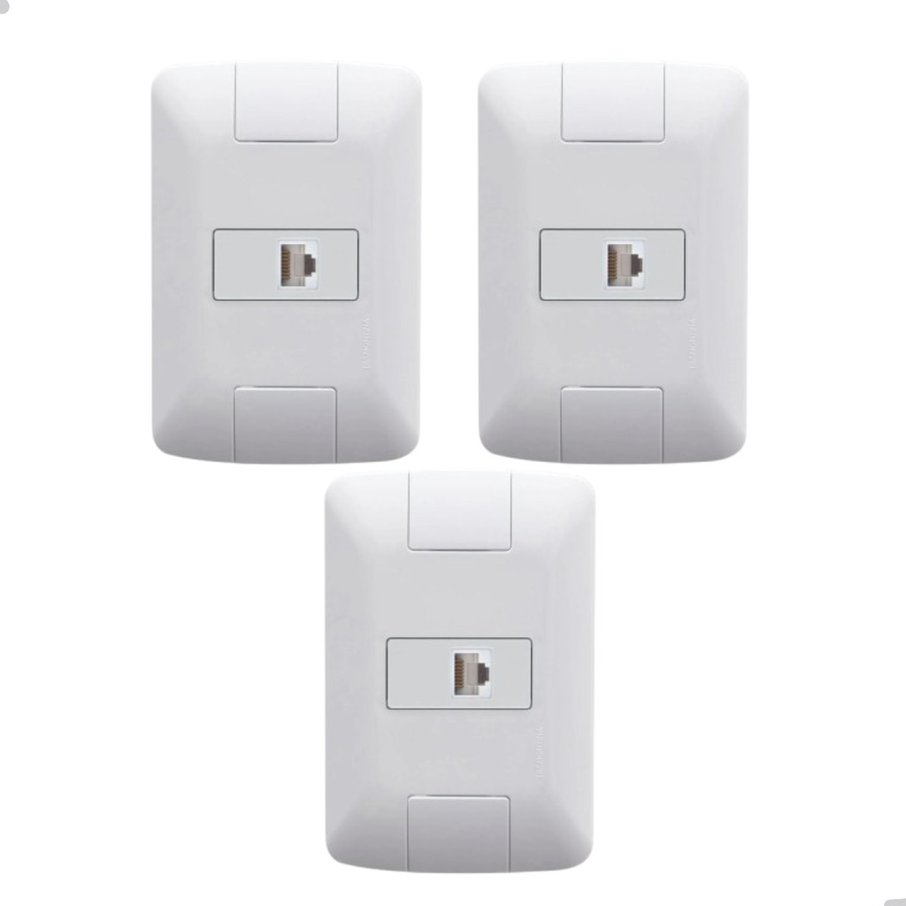 Kit 3 Tomada RJ45 Embutir Parede 4X2 Branca Aria Tramontina