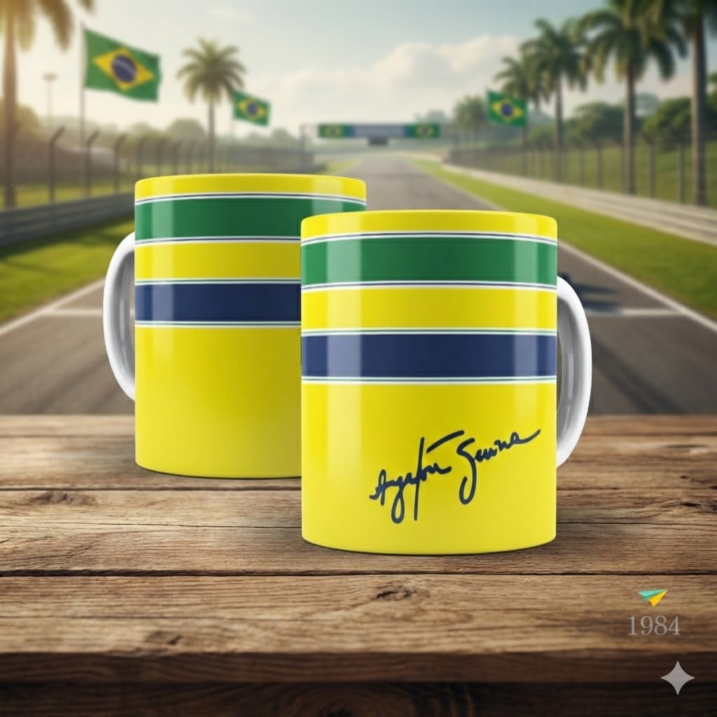 Caneca Porcelana Personalizada F1 Ayrton Senna 325 Ml Presente Criativo Meme Natal  Corrida Xicara
