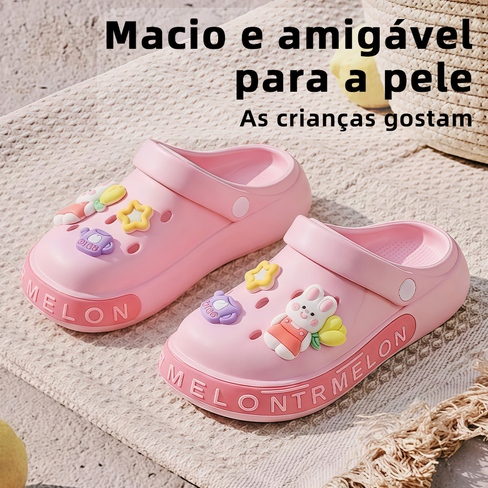 Babuche Infantil sandália feminina EVA leve botons removíveis modelos estilosos base antiderrapante para uso escolar