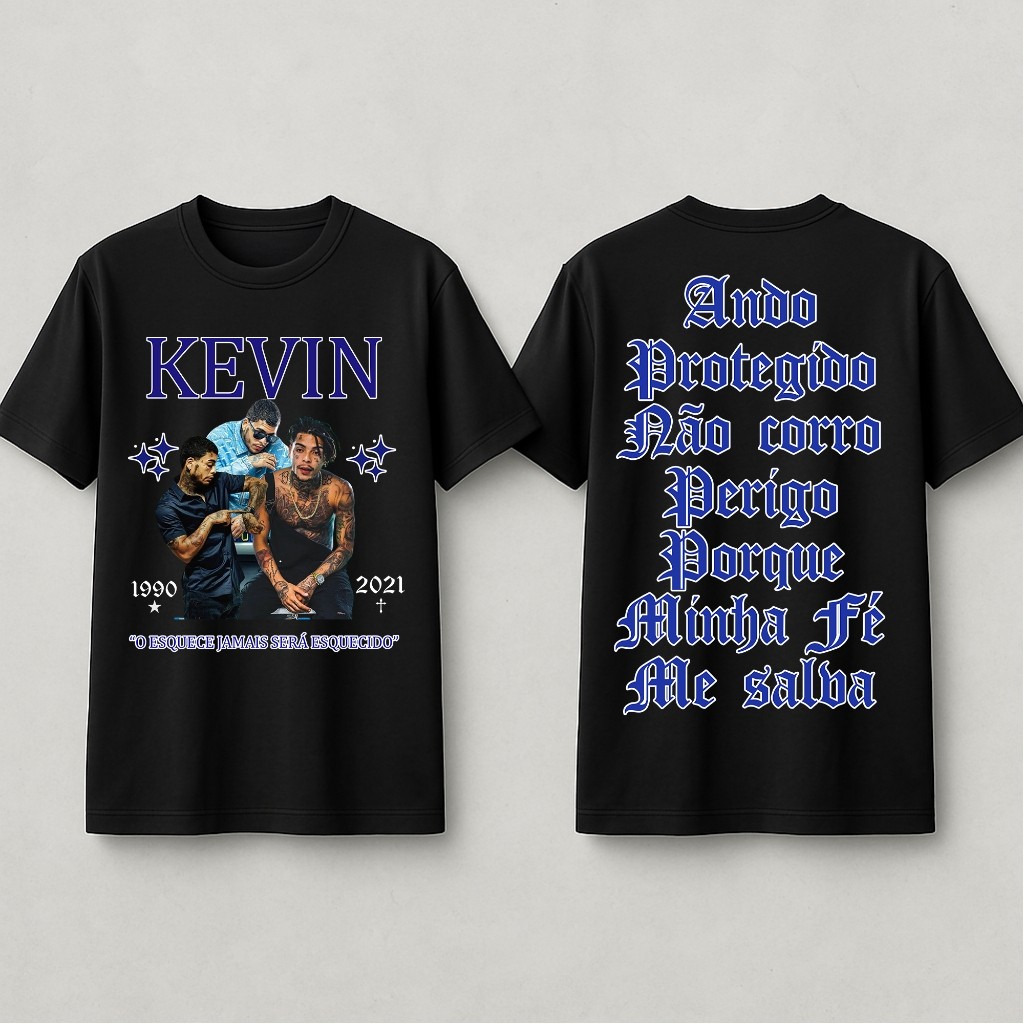Camisa Camiseta Mc Kevin Equece Jamais Será Esquecido Minha Fé Me Salva 355 em Oferta na Shopee