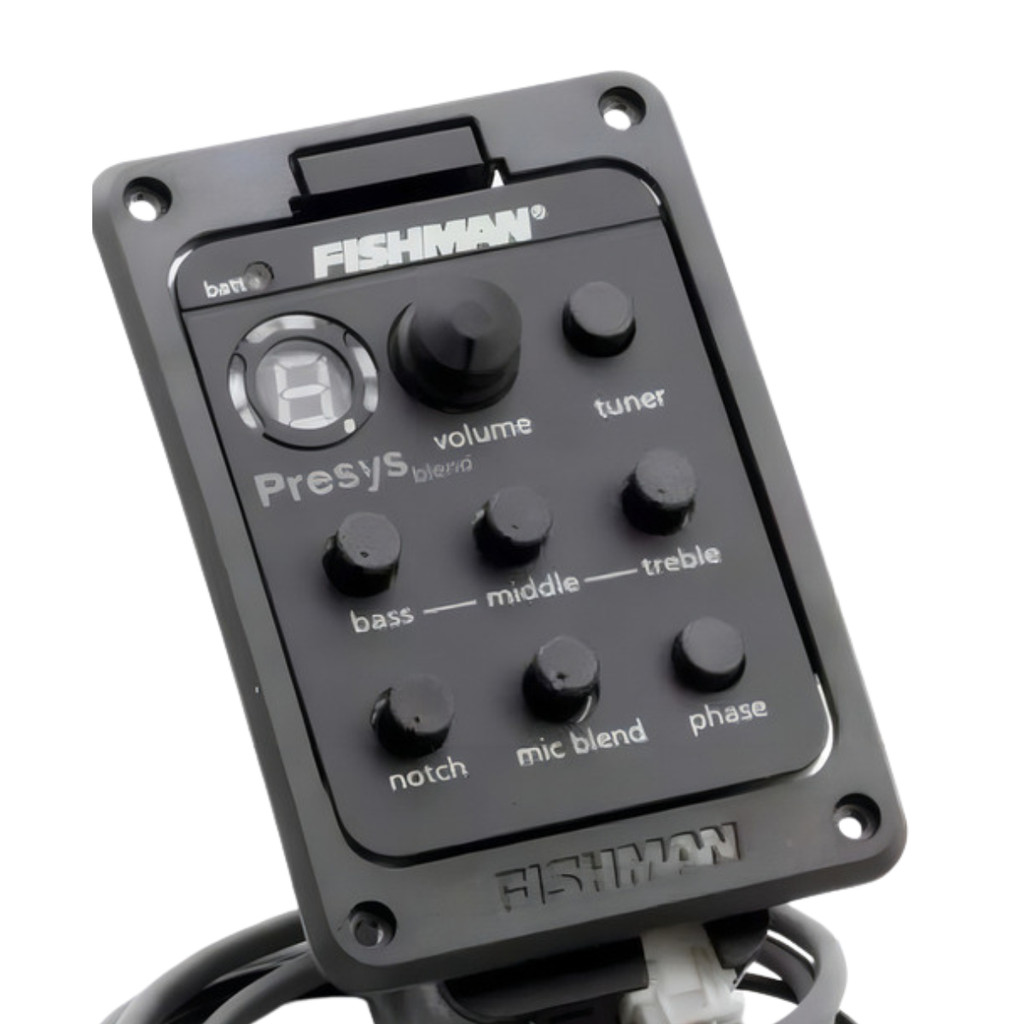 Captador Fishman Presys 301 Violão com Mic Interno Afinador Equalizador Pré Amplificador EQ Preto