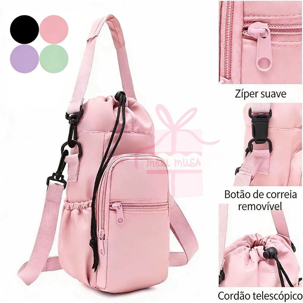 Bolsa Porta Garrafa Grande Com Alça Ajustável Múltiplos Compartimentos para Organização