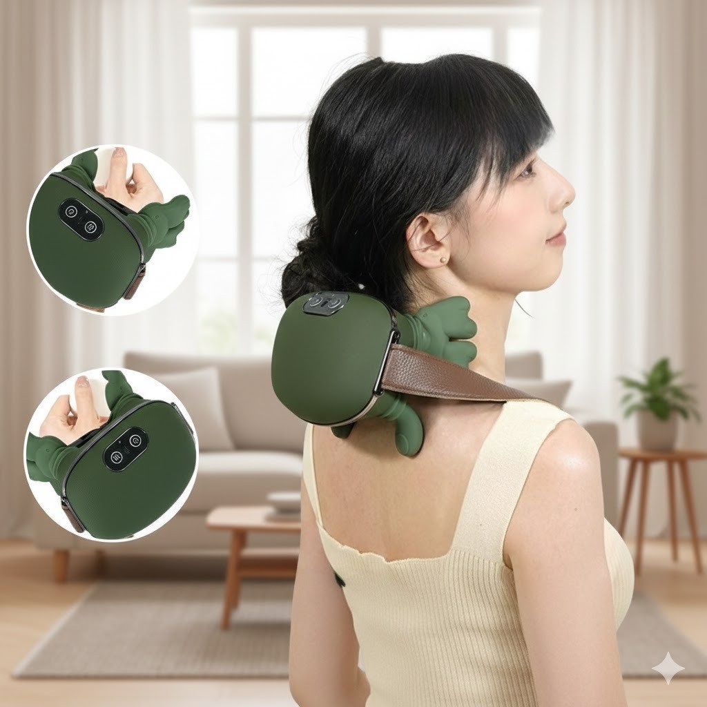 Massageador Pescoço Elétrico – Alívio Dor 3 Intensidades Aquecimento Infravermelho