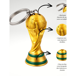Kit Chaveiro Troféu Estilo Futebol 3D – Mini Estátua Decorativa Dourada copa do mundo 2026 em Oferta na Shopee