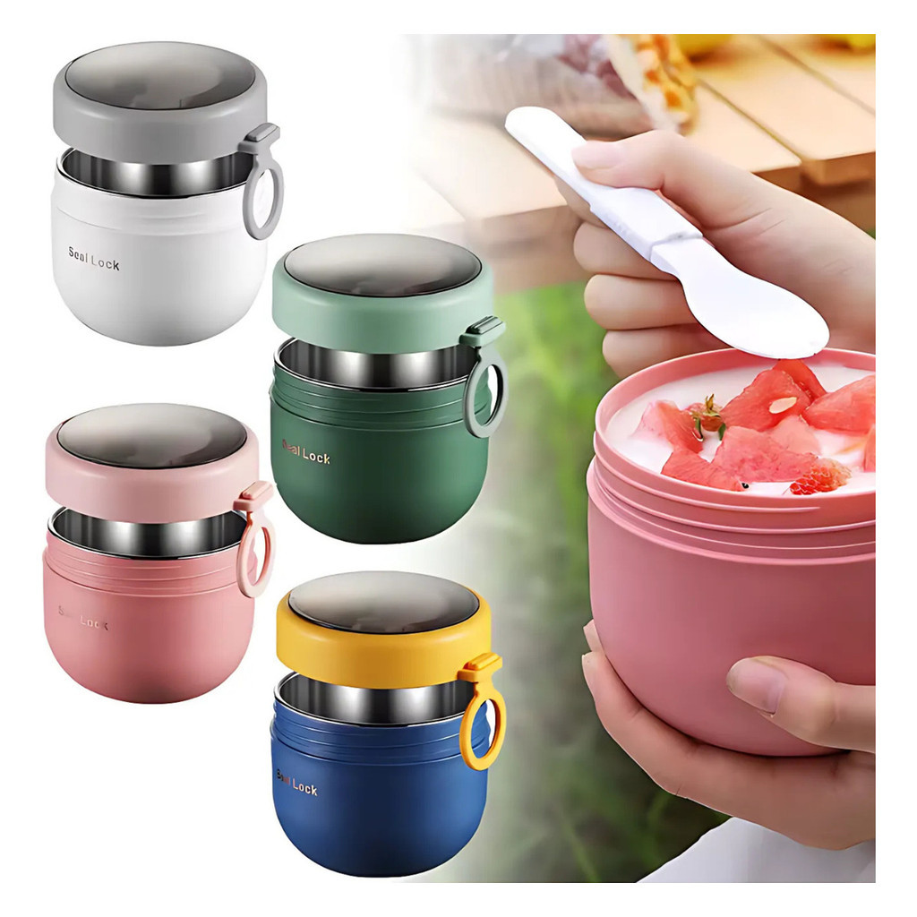 Marmita Termica Lancheira 600ml Quente Frio Inox 304 Talher em Oferta na Shopee