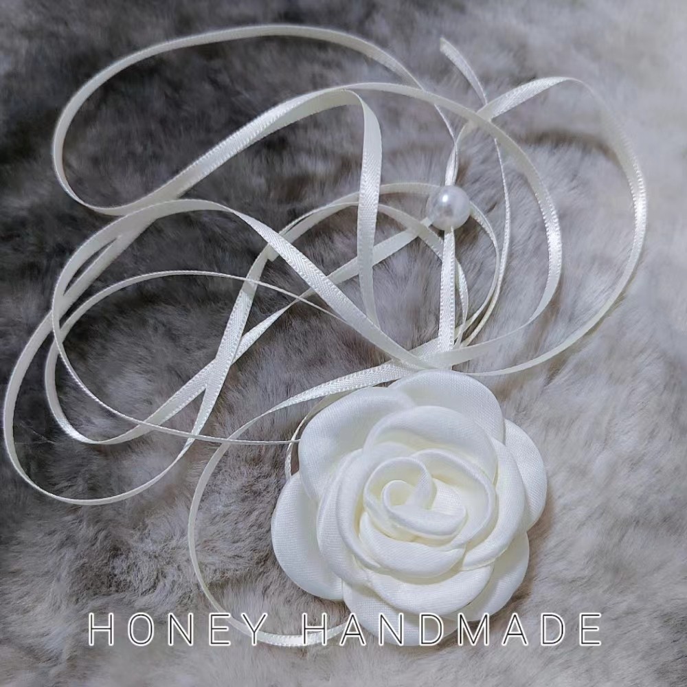 colar colar aço inoxidável Colar francês Super fada Retro rosa pérola rendas longo colar clavícula corrente casamento