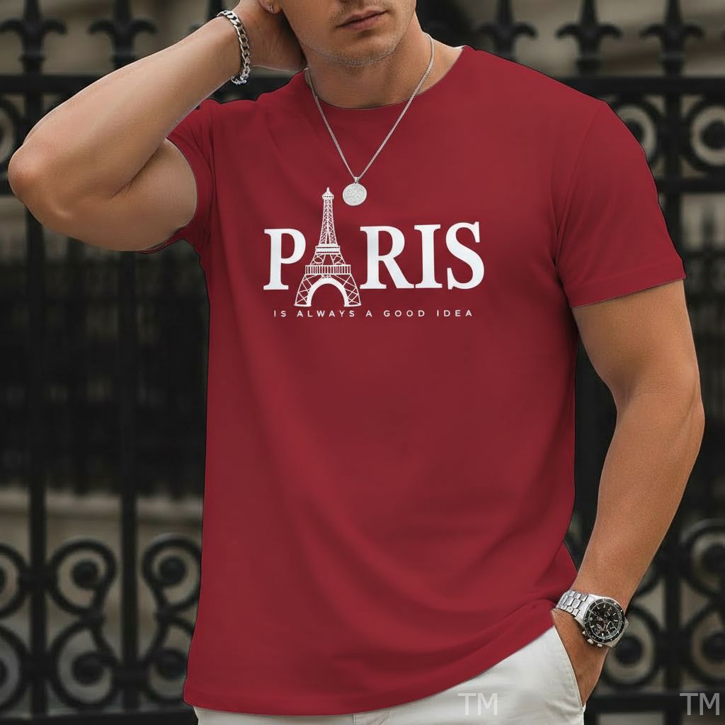 Camiseta Unissex Estilosa Masculina Estampada Paris Torre Street Camisa Respirável Academia