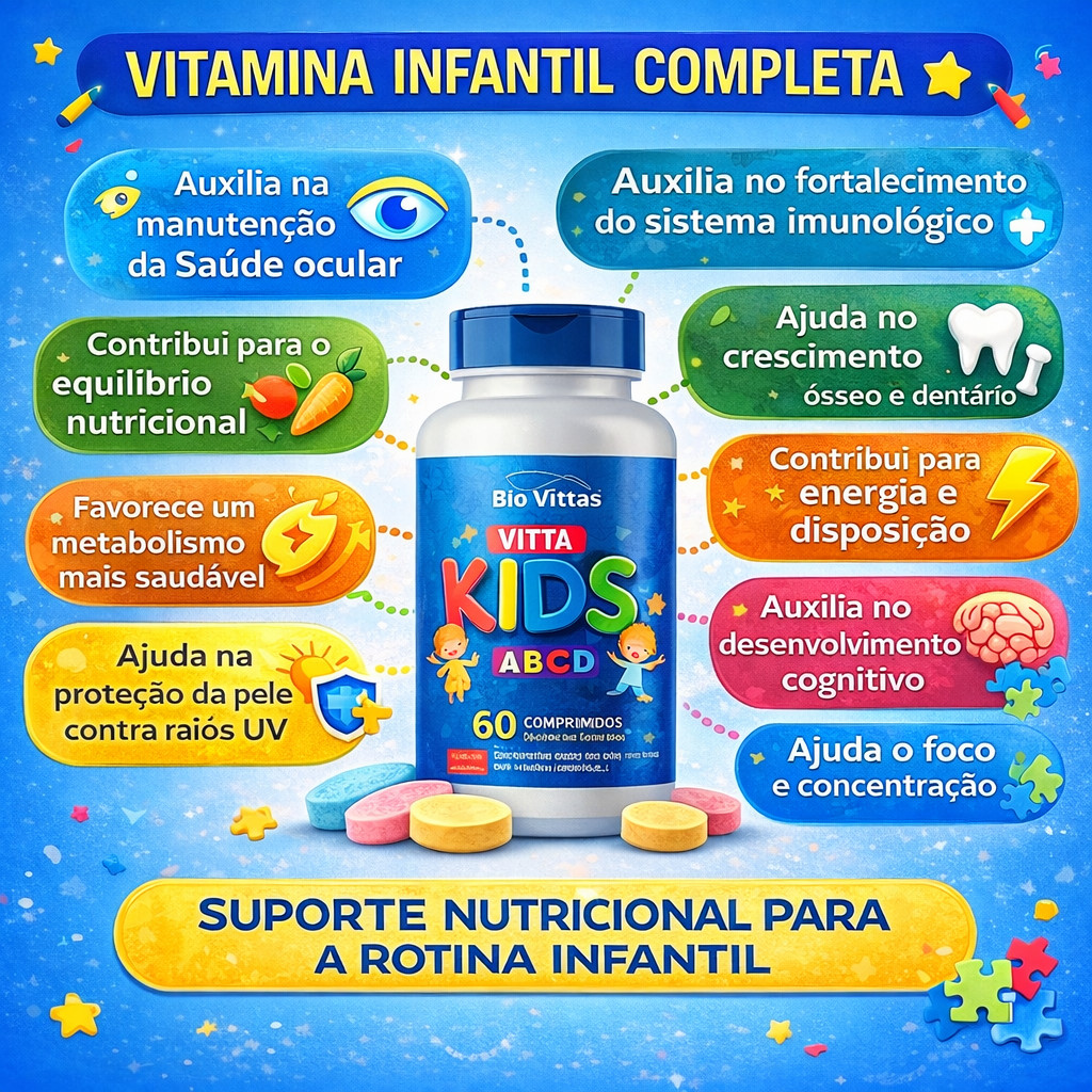 Vitta Kids com b12 metilcobalamina Vitamina A-Z Completa Mastigável vitamina infantil em Oferta na Shopee