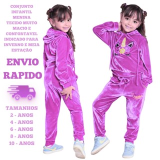 Conjunto Infantil Veludo Menina Quentinho Passeio em Oferta na Shopee
