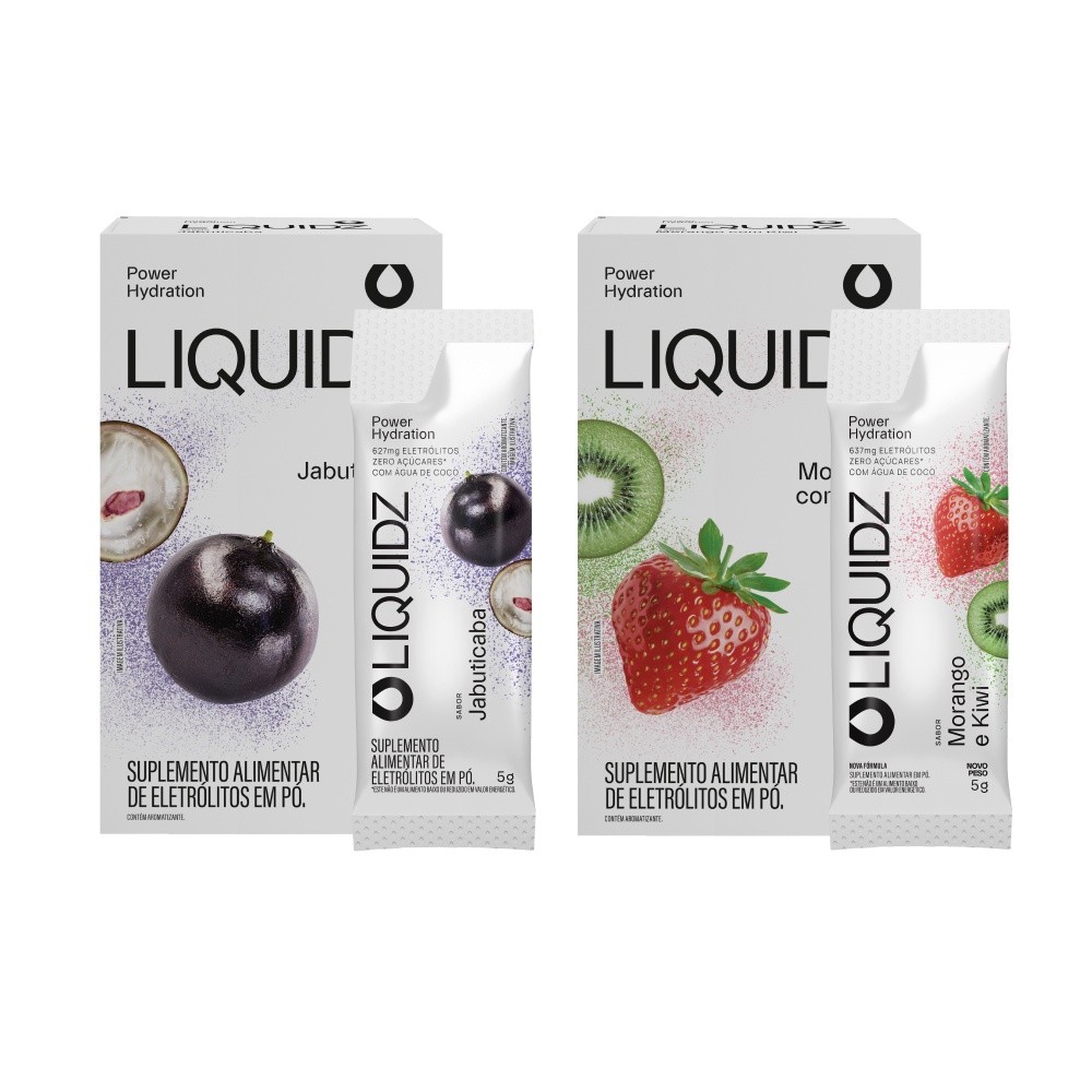 LIQUIDZ® - Eletrólitos Zero Açúcares - Jabuticaba | Morango - Kit 2 Caixas - 12